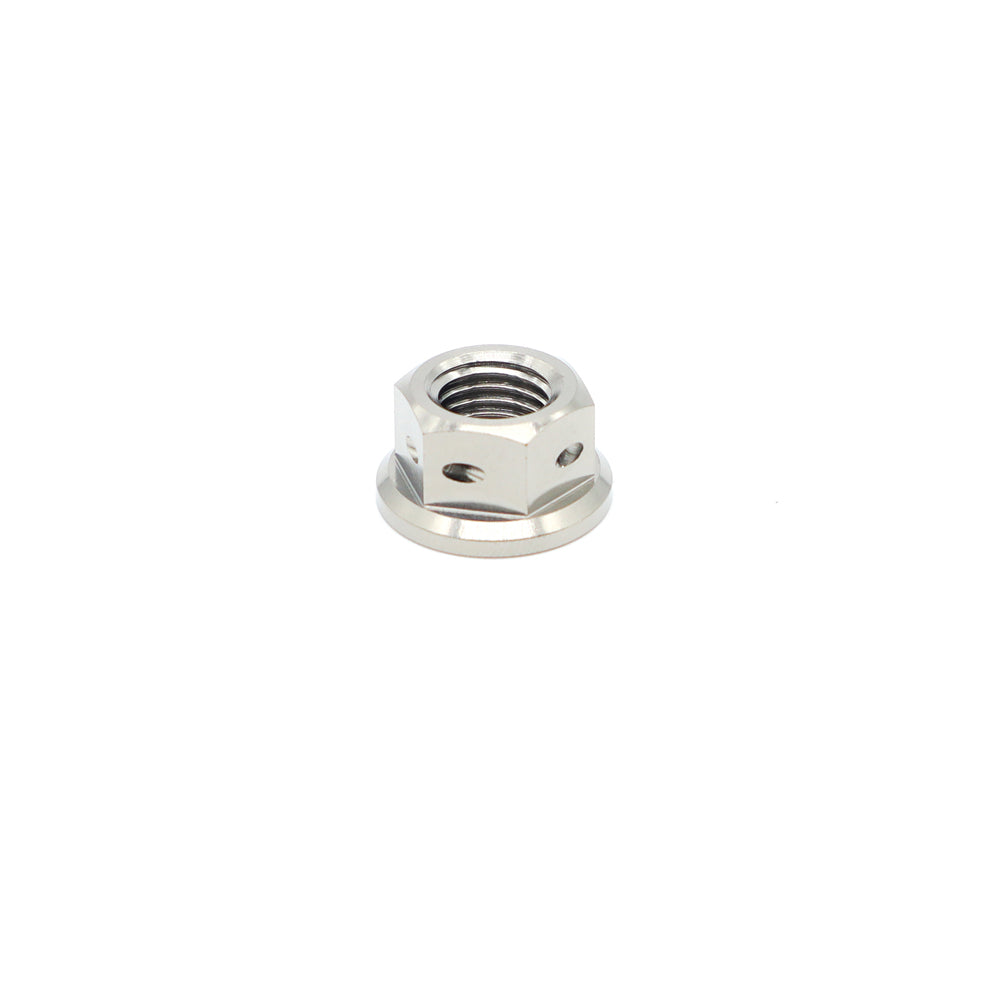 Titanium Flange Hex Drilled Nut M8 (1.25)